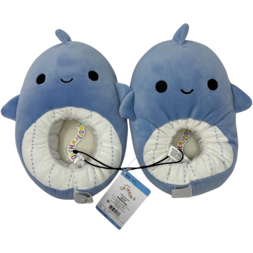 Squishmallows Gordon the Shark Blue Plush Slippers Kids Size 13/1 New With Tags